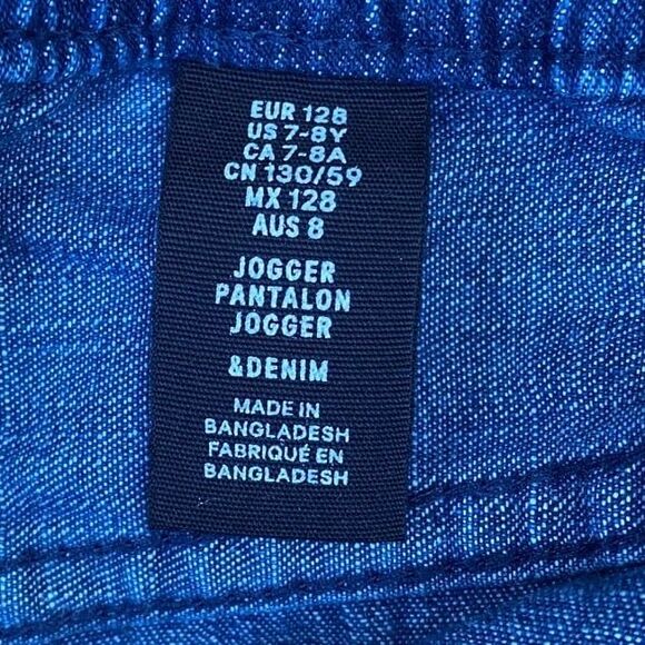 H&M Kids size 7-8 pull on denim joggers elastic waist nwt - Picture 5 of 8